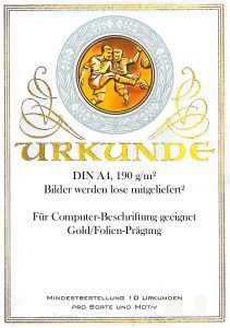 Goldhoch- geprägte Urkunde